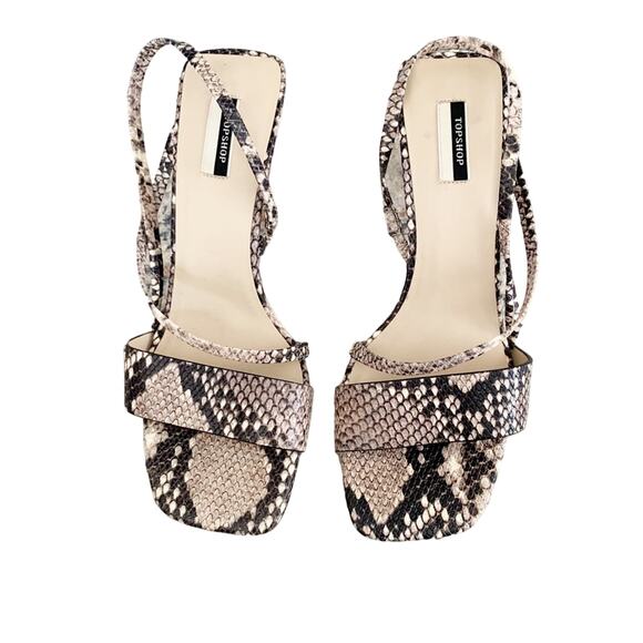 Topshop Nettle Snakeskin Leather Sandal 8 Beige Black NEW - Picture 5 of 12